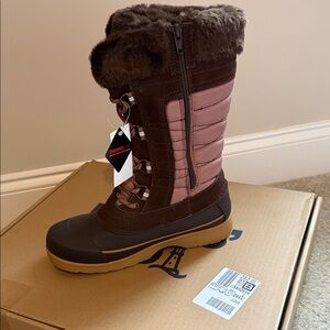 Lands' End Women's Lace Up Boots - Brown and Pink